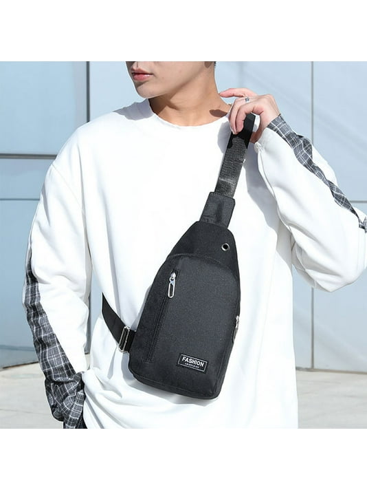 Elevate Your Style and Convenience: The Men’s Black Canvas Chest Bag – The Ultimate Crossbody Backpack for Sports, Travel, and Everyday Adventures