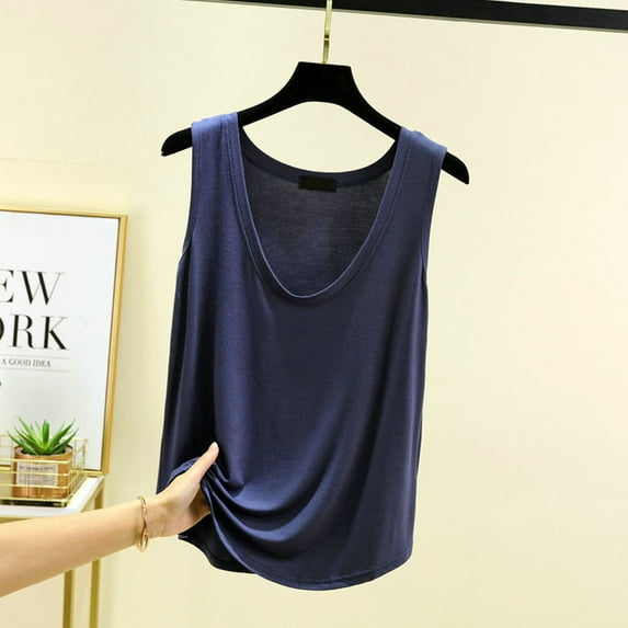 Under 5 Summer Womens Tank Tops Sleeveless Crew Neck Camisoles for Women Ladies Lightweight Pullover Blouses Close Fitting Summer Beach Vacation Fashion Plus Size