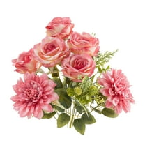 Clearance Under $5 Sunxin Artificial Flowers Bouquet,Artificial Peony Silk Florals Mix Silk Peony Rose Faux Flower Hydrangea Bouquet Elegant Realistic Wedding Floral Centerpiece,Artificial Roses