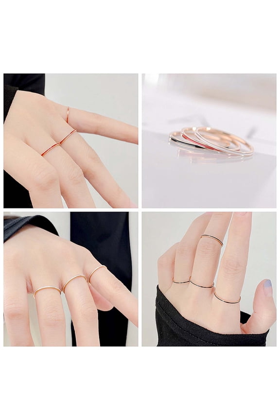 Clearance Under 5$! Temperament Versatile 1MM Thin Titanium Steel Ring Female Fashion Plain Ring Tail Ring Jewelry Last-Minute Gift Rings,Rings-Size 5