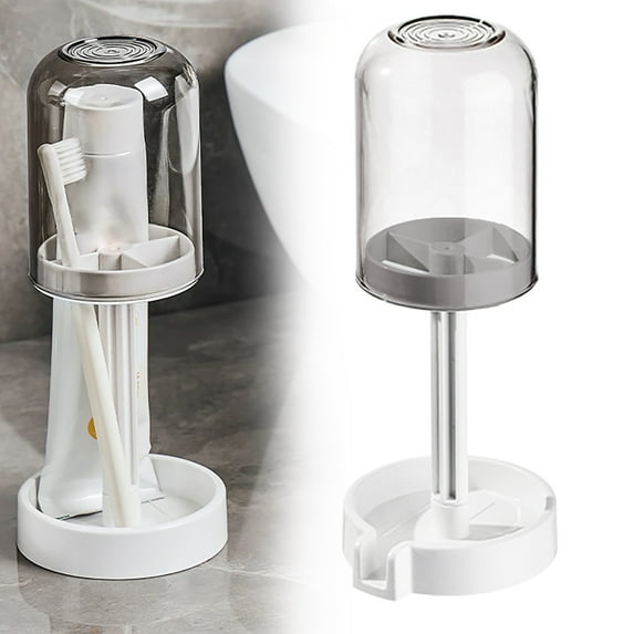 Clearance Under $5 Toothbrush Holder With Lid Toothbrush Holder And Cup Covered Toothbrush Holder | Multifunctional 3 Slots Bathroom Organizer Bathroom Ho