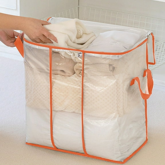 under $5 Usloyux Clothes Organizer Storage Bags Large Capacity Transparent Waterproof Zipper Rectangle Storage Container for Blankets Comforters