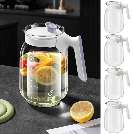 under $5 Usloyux Glass Pitcher with Lid, Large Wide Mouth Jar with Pour Spout, White Sun Tea Glass Jar for Outside, Breastmilk Pitcher Great for Drink, Cold Beverages