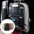 thumbnail image 1 of under $5 Usloyux PU Leather Car Organisers, Back Seat Protector Cover，Kick Mat Car Back Seat Organiser with 10.1" iPad/Tablet Holder Multi Pockets Including Tissue Box - Black, 1 of 9