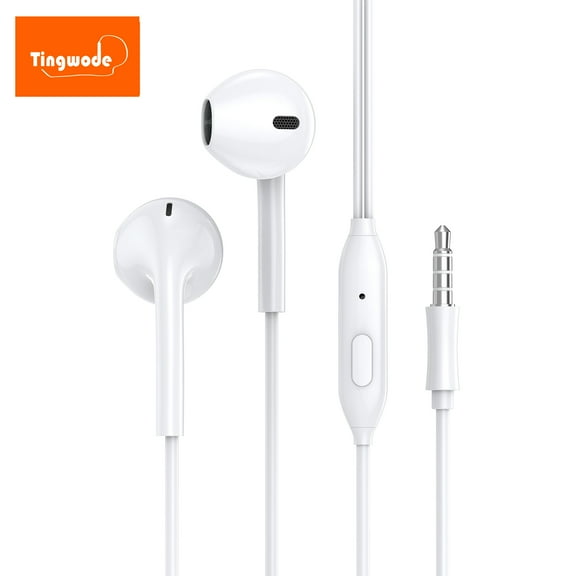 Clearance Under 5$! Wired Earbuds with Microphone,In-Ear Headphones Heavy Bass Headset with Volume Controller Earphone for Pod Tablet MP3 Fits All 3.5mm Jack-White