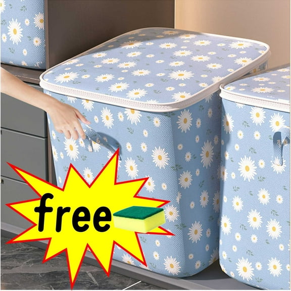 Wzzjkit Storage Bins with Lids Large Capacity Folding Zipper Space Saving Storage Bag for Bedroom Storage Of Clothes Comforter Blankets and Pillows Storage Bags