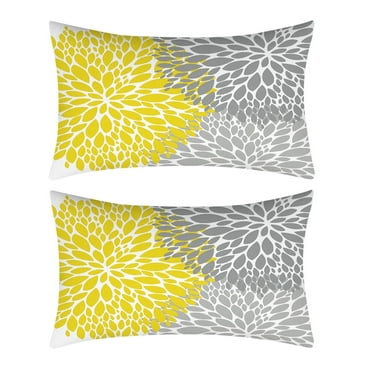 Clearance under $5 Yellow Blue Flower Pillow 12x20 Inch Set of 2 Outdoor Throw Pillows Outdoor Decor for Living Room Sofa Patio Funiture Garden Floral Polyester Pillow