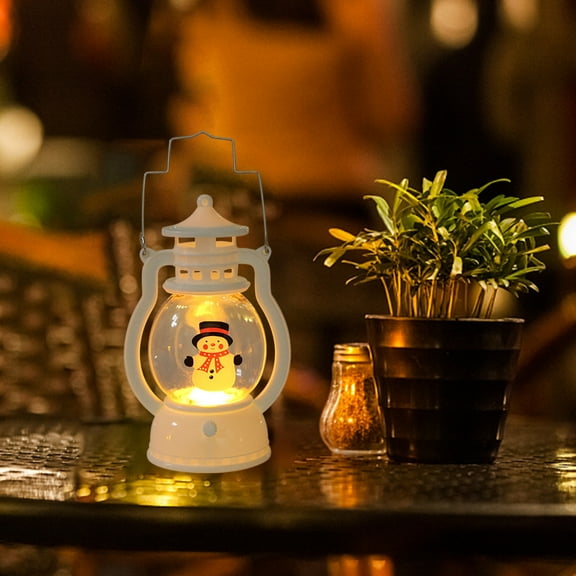 Clearance Under $5!Yyuenw 2pcs Christmas Night Light 5 Inch Tall Retro Christmas Snow Globe Lantern Lighted Lantern White Snowman for Christmas Decorationa and Gifts