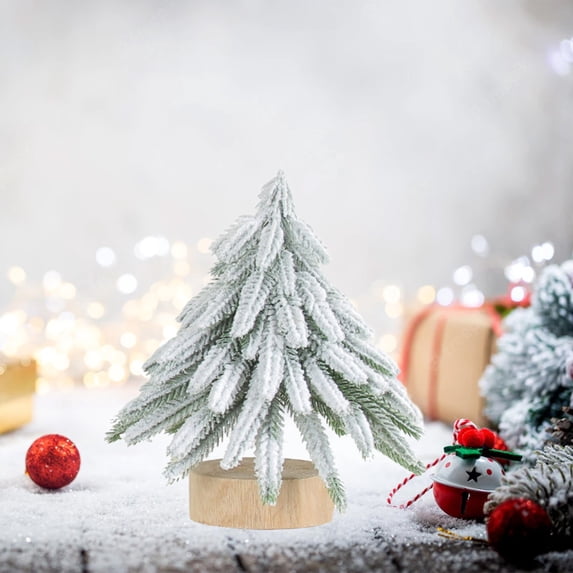 Clearance Under $5!Yyuenw 7 Inch Mini Christmas Trees with Spray Snow Artificial Christmas Tree Miniature Desk Xmas Tree for Christmas Decorations Home Kitchen Dining Table Decor