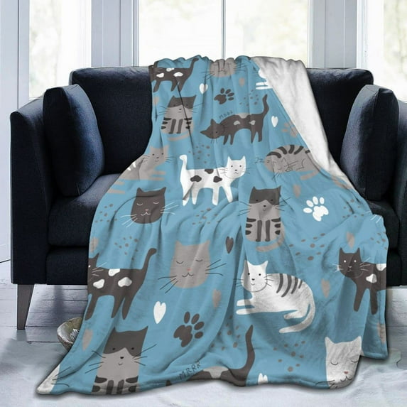 Clearance Under $5!Yyuenw Cat Blanket Super Soft Flannel Throw Blanket Lightweight Fleece Blankets for All Season Fleece Blankets for Bed Chair Car Sofa Couch Bedroom, 27× 41 inches