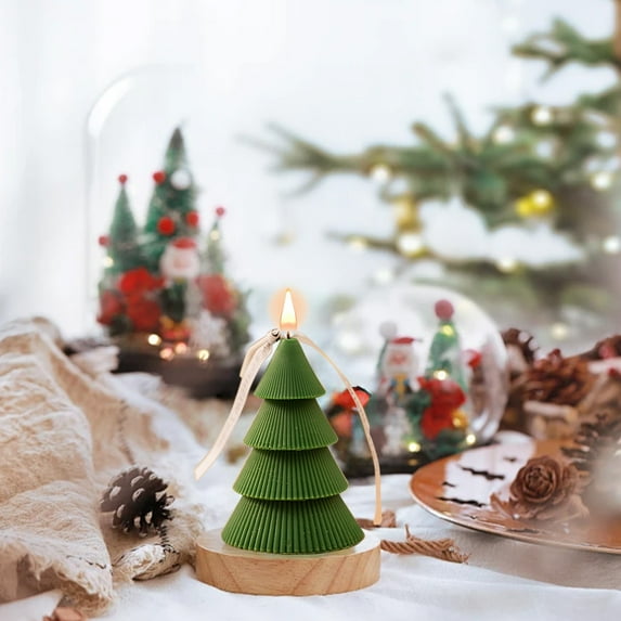 Clearance Under $5!Yyuenw Christmas Tree Shaped Scented Candle Tea Lights Candles Soy Wax Aromatherapy Candles Gift for Christmas Party Decor Home Table Holiday New Year Decorations