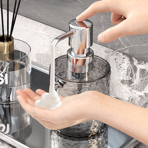 Clearance Under $5!Yyuenw Clear Plastic Soap Dispenser with Rust Proof Pump, Floral Design Rose Patterns, Heavy Weight Thick Glass for Bathroom, Premium Kitchen Soap Dispenser