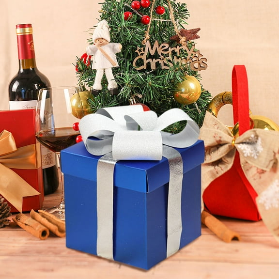 Clearance Under $5!Yyuenw Gift Box with Lids and Ribbon- A Rigid Cardboard Gold Colored Collapsible and Reusable Gift Box for Birthday, Christmas, and Weddings for Men and Women(7.87inch)