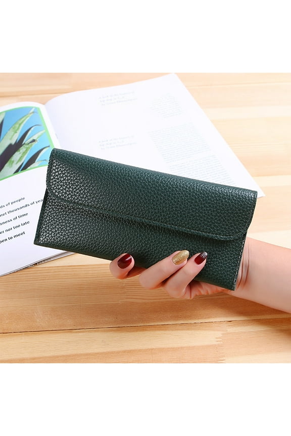 Clearance Under $5!Yyuenw Small Wallet Leather Bifold Compact Card Holder for Women with Zipper Coin Pocket Hard Shell Eyeglass Case,PU Leather Glasses Protective Case for Men,Women