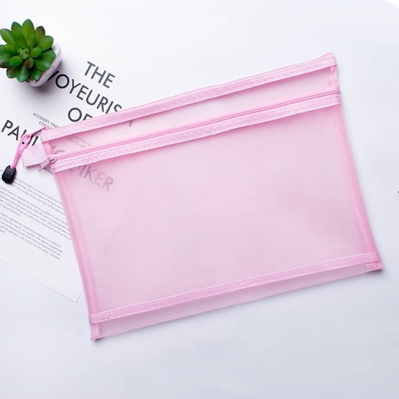 kladzum Clear Pencil Case, Mesh Zipper Pen Pouch, Pencil Storage Bag Transparent Double-layer Mesh File Bag, Information Bag, Student Test Paper Storage Bag, Pen Bag, Clear Bag