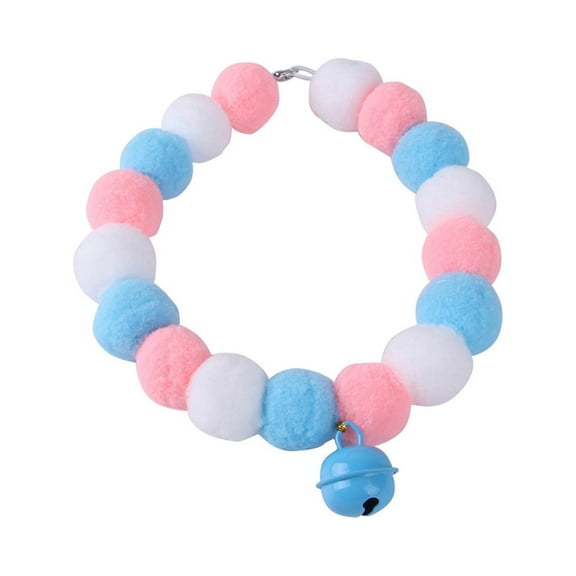 kladzum Dog Pearls Necklace Collar Pet Collar Elastic Plush Ball High Elastic Belt Copper Bell Pet Gift Pet Puppy Jewelry Accessory
