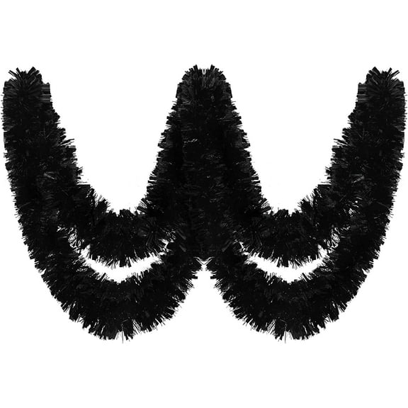 Clearance 50 Feet Black Holiday Tinsel Garland ,Christmas Foil Tinsel Garland Decoration,Metallic Tinsel Twist Garland Christmas Tree Hanging Wreath Decor for Indoor Outdoor Party Supplies