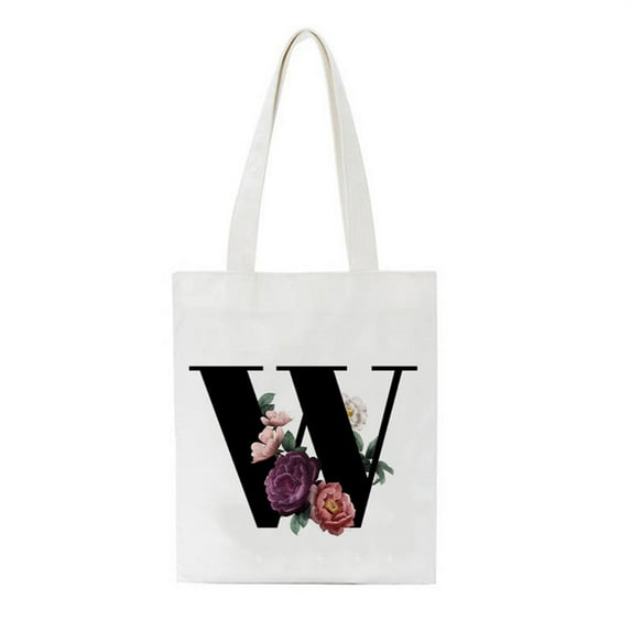 Clearance 50% ZKCCNUK Storage Personalised Initial Tote Bag Floral Watercolour Gift For Her Letter Tote Bag Closet Organizers and Storage