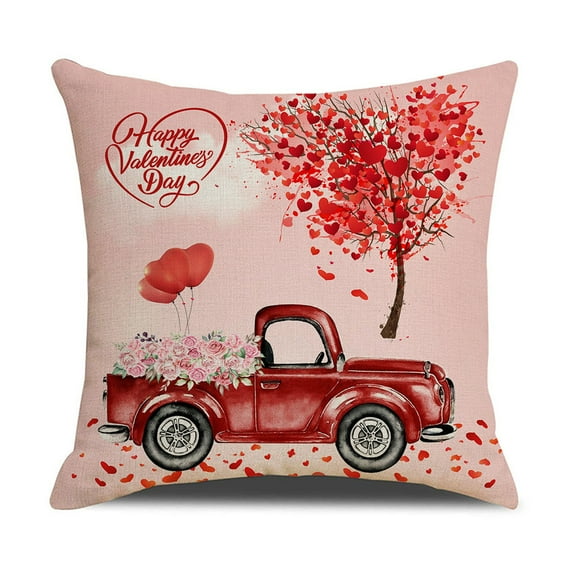 Clearance 50% ZKCCNUK Storage Valentine's Day Pillowcase Truck Love Sofa Pillowcase Square Linen Printing Pillowcase Closet Organizers and Storage