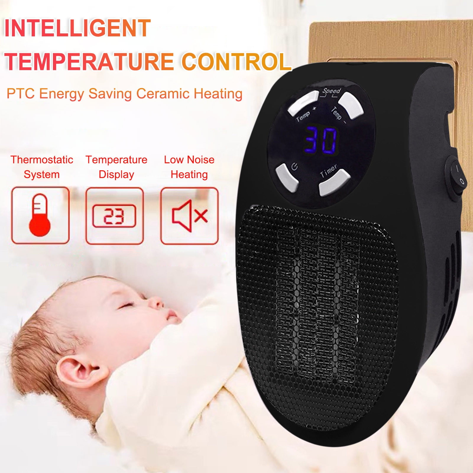 Clearance 500W Ceramic Plug In Heater Fast Room Wall Indoor Heater