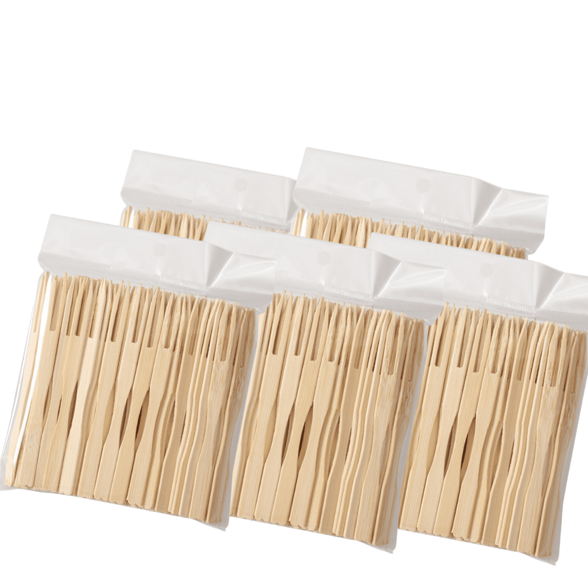 Clearance! 500pcs Bamboo Forks, Disposable Cutlery Forks Two Prongs