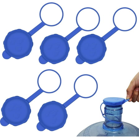 Clearance!5PCS Silicone Water Jug Caps for 3 & 5 Gallon Bottles – Reusable Non-Spill Lids, Leak-Proof Water Bottle Caps for 55mm Opening – Upgrade Replacement for 3-5 Gallon Jugs