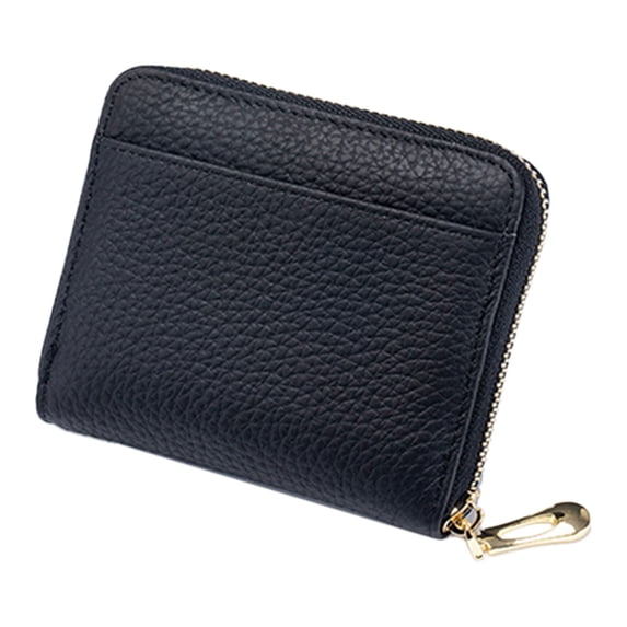 Clearance Under $6.04! 1PC RFID Card Holder, Mini Leather Wallet with Zipper Pocket for Women, Leather, for Shopping & Travel, (4.53x3.46x1.1in, Black)