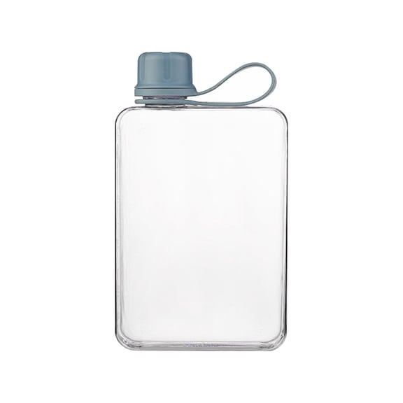 Clearance Under $6, 1 Pack Slim Water Bottle with Carry Loop, Flat Portable Flask, Leakproof Wallet-Sized Water Bottle for Travel and Work, Plastic, One Size(Blue)