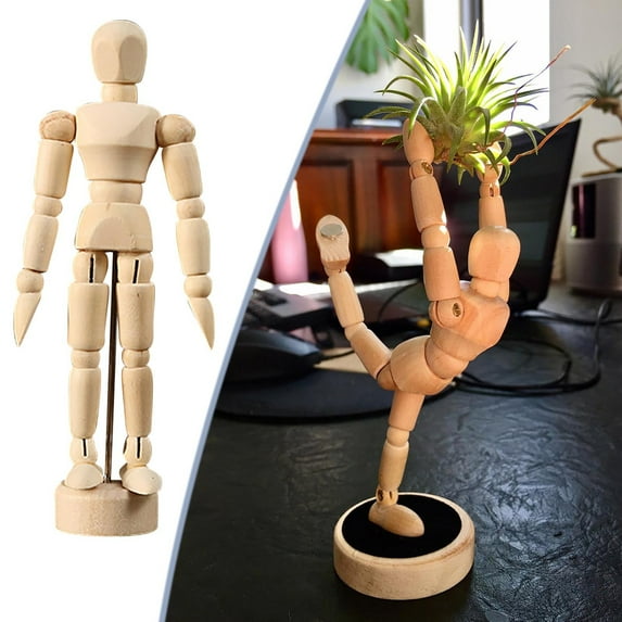 6'' Wooden Artists Manikin, Jointed Mannequin with Base and Flexible Body, Wood Human Figure Model for Home Office Desk Decoration/Drawing The Human Figure