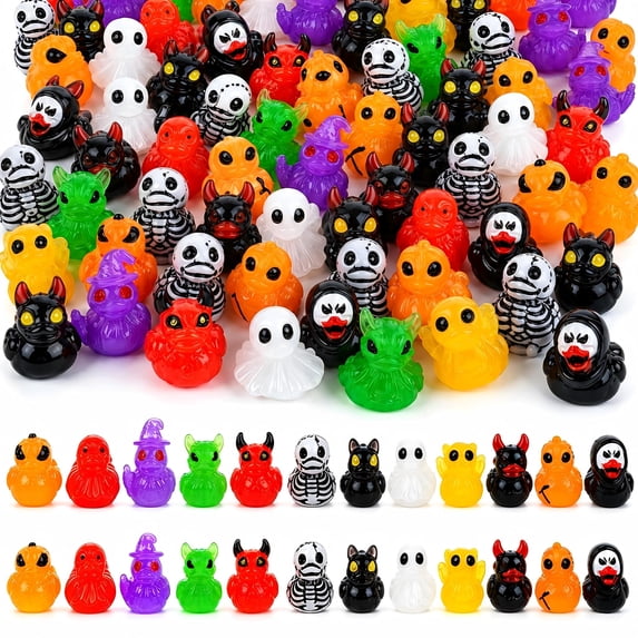 Clearance 60pc Halloween Mini Resin Figurine, Glow in the Dark Halloween Decorations Indoor, Mini Ghost Figurines for Table Shelf
