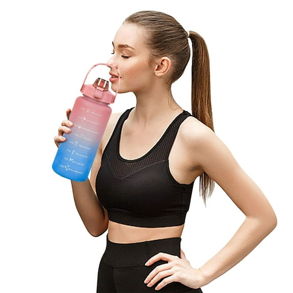 Clearance! 64oz,100oz,128oz Large Motivational Water Bottle with Time Marker, Leakproof & BPA Free Big Water Bottle with Straw & Handle Frosted Water Jug for Gym,Fitness,Outdoor Sports Pink
