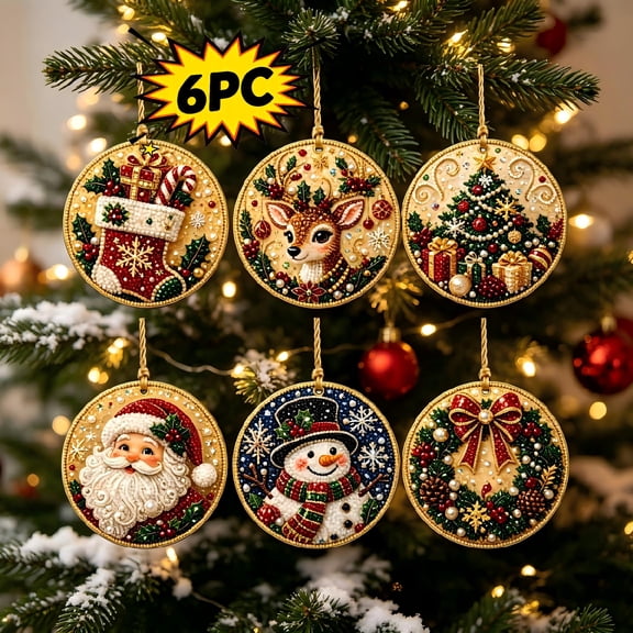 Clearance 6PCS Christmas Diamond Art Kits for Adults, Crafts Hanging Ornaments for Christmas Tree, Diamond Art Christmas Ornaments & Pearl Art Ornaments