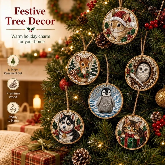 Clearance! 6PCS Christmas Pearl Art Kits for Adults Wooden Christmas Ornaments Pearl Diamond Art Diy Kits for Adults & Beginners (#4)