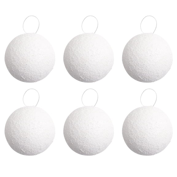 Clearance! 6Pcs Christmas Snow Ball, Small Hanging White Snowballs Snowy Bauble Ornaments,Reusable Wedding Holiday Xmas Tree Hanging Ball Ornament(1.57In)
