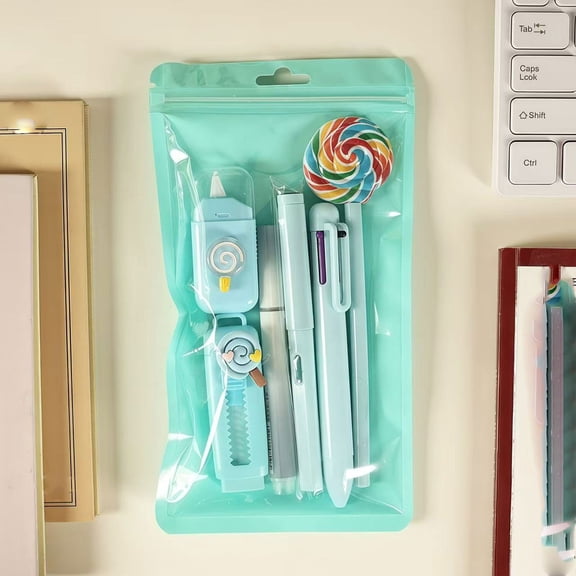 Clearance! 6Pcs Cute High Beauty Lollipop Stationery Set C Pen And Pencil Set Desk Set