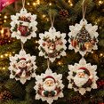 thumbnail image 1 of Clearance! 6Pcs Wooden Christmas Ornaments DIY Pearl Art Kits for Adults, Hanging Diamond Art Christmas Ornaments Set with Pearls, Special-Shaped Gems & Jute Twine, Christmas Decor Craft(A), 1 of 6