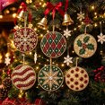 thumbnail image 1 of Clearance! 6Pcs Wooden Christmas Ornaments DIY Pearl Art Kits for Adults, Hanging Diamond Art Christmas Ornaments Set with Pearls, Special-Shaped Gems & Jute Twine, Christmas Decor Craft(C), 1 of 6