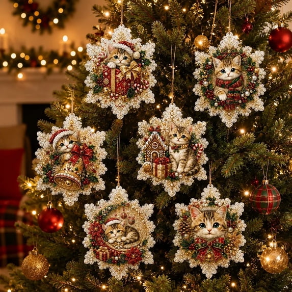 Clearance! 6Pcs Wooden Christmas Ornaments DIY Pearl Art Kits for Adults, Hanging Diamond Art Christmas Ornaments Set with Pearls, Special-Shaped Gems & Jute Twine, Christmas Decor Craft(#2)