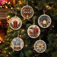 thumbnail image 1 of Clearance! 6Pcs Wooden Christmas Ornaments DIY Pearl Art Kits for Adults, Hanging Diamond Art Christmas Ornaments Set with Pearls, Special-Shaped Gems & Jute Twine, Christmas Decor Craft(D), 1 of 7