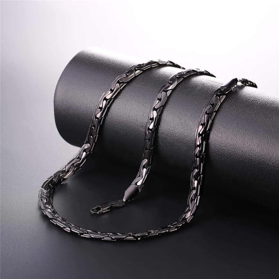 6mm Black Gun Plated Mens Necklace Thick Snake Chain Neclace for Pendant Jewelry Gifts, 18"-26"