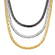 U7 [Clearance] 6mm Black Gun Plated Mens Necklace Thick Snake Chain Neclace for Pendant Jewelry Gifts, 18"-26"