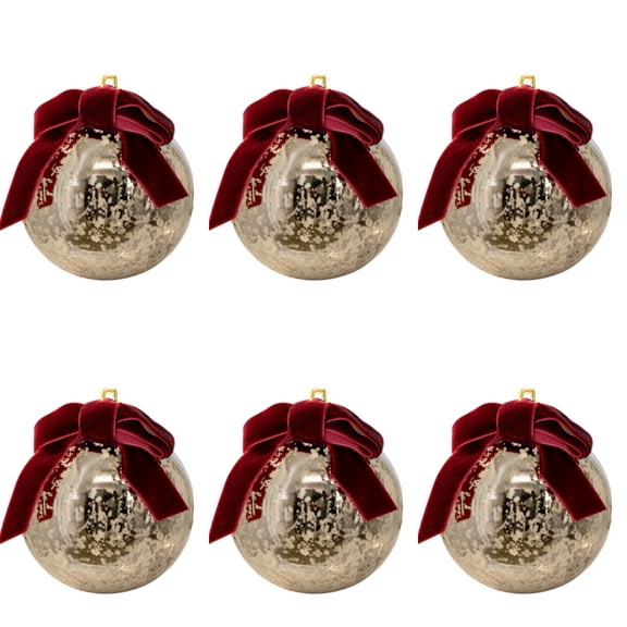 Clearance! 6pcs Gold Mercury-Style Shatterproof Christmas Ornaments, 3" Christmas Ball Ornaments, Christmas Tree Decorations, Christmas Ornament Set for Tree, Holiday, Wedding, Party