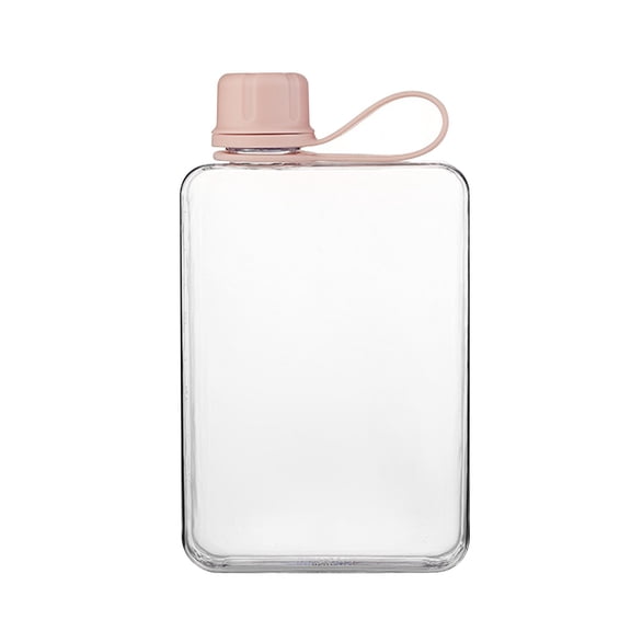 Clearance Under $7, 1 Pack Slim Water Bottle with Carry Loop, Flat Portable Flask, Leakproof Wallet-Sized Water Bottle for Travel and Work, Plastic, One Size(Pink)