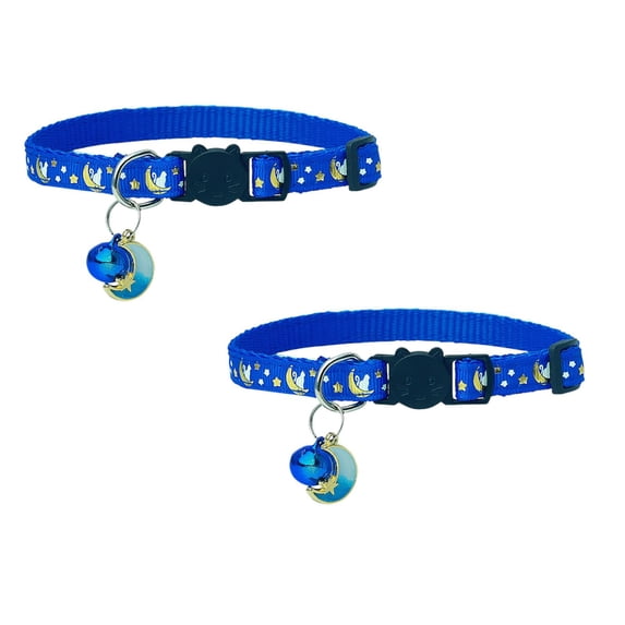 Clearance below $7 DIY Knitting Supplies Breakaway Cats Collar, Waterproof Airtag Cat Collar, Adjustable Breakaway Collar with Bell Moons Star, Kitten Collar for Cats (7.5"-9.1") 2PCS