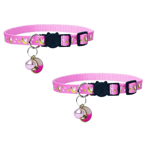 Clearance below $7 DIY Knitting Supplies Breakaway Cats Collar, Waterproof Airtag Cat Collar, Adjustable Breakaway Collar with Bell Moons Star, Kitten Collar for Cats (7.5"-9.1") 2PCS