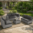 thumbnail image 1 of 7 Pieces Patio Funiture Set, Outdoor Furniture Sectional Sofa Set,Manual Wicker Rattan Patio Conversation Set Heavy-duty Frame, with Cushions and Table, Gray, 1 of 8