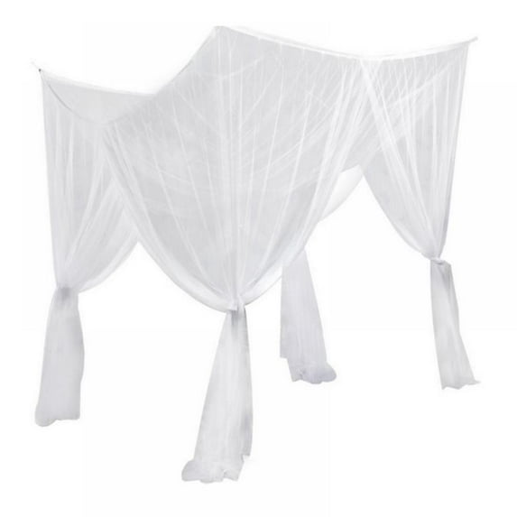 Clearance! 74.80"*82.68"*94.49" 4 Corner Elegant Lace Post Bed Canopy Mosquito Net Full Queen King Size Bedding White