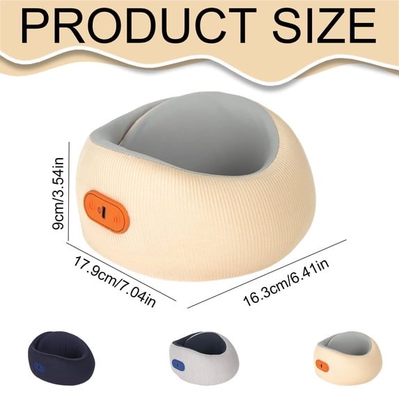 Clearance Under $9.79! 1PC Travel Neck Pillow, Heated Massage Pillow with Vibration for Car & Airplane, Cloth, for Home & Travel, (18x16x9cm, Navy Blue)