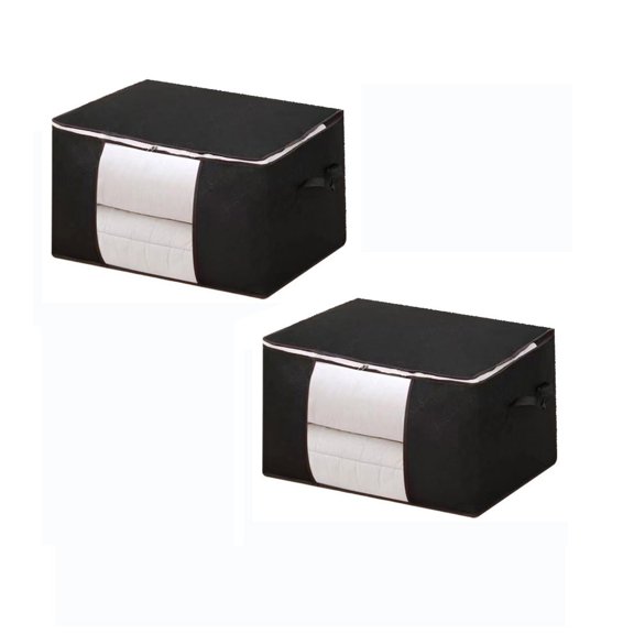 90L Large Storage Bags Clothes Storage Bins Foldable Closet Organizer Storage Containers With Handles Thick Fabric For Clothing Blanket Comfor 2pcs