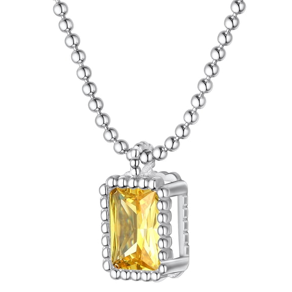[Clearance] 925 Sterling Silver November Yellow Topaz Birthstone Necklace for Women Dainty Cubic Zirconia Birthday Valentines Day Christmas Jewelry Gifts for Wife Girlfriend Daughter